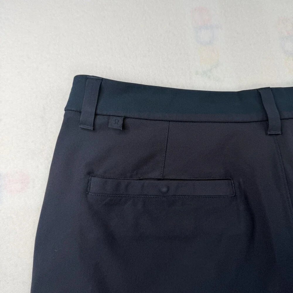 Lululemon Athletica Chino Shorts Mens 34 Blue 11 Inch Microfiber Casual Pockets
